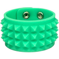 3 Row Small Pyramid Glow In The Dark Rubber Bracelet by Funk Plus- Green