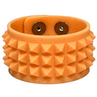 3 Row Small Pyramid Glow In The Dark Rubber Bracelet by Funk Plus- Tangerine