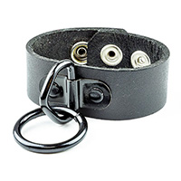 1 Black Bondage Ring on a Black Leather Bracelet by Funk Plus