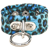 1 Bondage Ring on a Blue Leopard Bracelet by Funk Plus