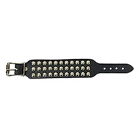 3 Rows Of Round Studs on a Black Leather Buckle Bracelet by Funk Plus