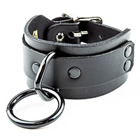 1 Black Bondage Ring on a Black Leather Bracelet by Funk Plus