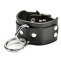 1 Bondage Ring on a Black Leather Bracelet by Funk Plus