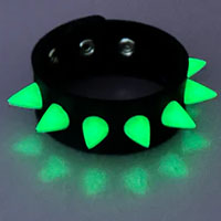 1 Row Spikes Glow In The Dark Rubber Bracelet by Funk Plus- Black/Green