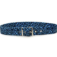 Fuzzy Blue Leopard belt by Funk Plus (Vegan)