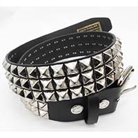 3 Rows Of Pyramids on a BLACK LEATHER belt by Funk Plus