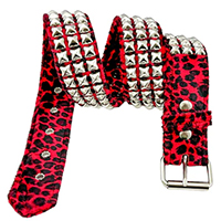 3 Rows Of Pyramids on a RED LEOPARD belt by Funk Plus