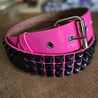 3 Rows Of Black Pyramids on a Hot Pink Patent belt by Funk Plus