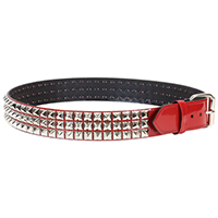 3 Rows Of Pyramids on a Red Patent belt by Funk Plus (Vegan)