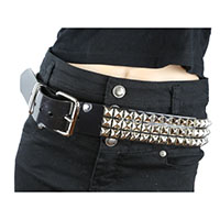 Belt – Black Leather – 2 Row Black Spike Studs