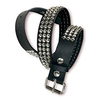 3 Rows Of Small Cones on a BLACK LEATHER belt by Funk Plus