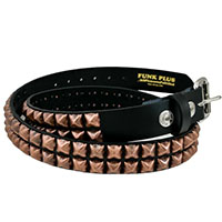 2 Rows Of ANTIQUE COPPER Pyramids on a BLACK LEATHER belt by Funk Plus
