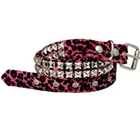 2 Rows Of Pyramids on a PINK LEOPARD belt by Funk Plus (Vegan)