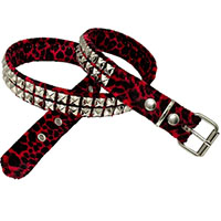 2 Rows Of Pyramids on a RED LEOPARD belt by Funk Plus (Vegan)