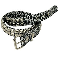 2 Rows Of Pyramids on a WHITE LEOPARD belt by Funk Plus (Vegan)