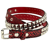 2 Rows Of Pyramids on a Red Snakeskin belt by Funk Plus