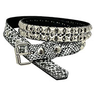 2 Rows Of Pyramids on a White Snakeskin belt by Funk Plus