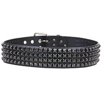 4 Rows Of Black Pyramids on a BLACK LEATHER belt by Funk Plus