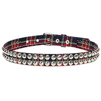 2 Rows Of Cones on a BLUE & RED PLAID belt by Funk Plus