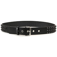 3 Rows Of Black Pyramids on a BLACK LEATHER belt With Metal Eyelet Holes by Funk Plus