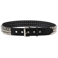 3 Rows Of Pyramids on a BLACK LEATHER belt With Metal Eyelet Holes by Funk Plus