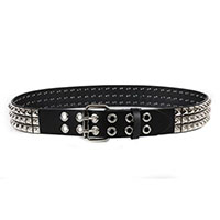 Belt – Black Leather – 2 Row Black Spike Studs