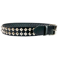 2 Rows Of Diamond Studs on a Black Leather Belt by Funk Plus