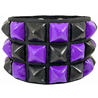 3 Row Checkered Pyramid Bracelet by Funk Plus- Black & Purple