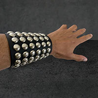 6 Rows Of Round Studs on a Black Leather Armband/Bracelet by Funk Plus