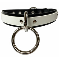 Black/White Patent Bondage Ring Choker by Funk Plus (Non-Leather)