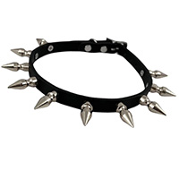 1 Row 1" Spikes on a Black Leather Choker by Funk Plus
