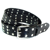 3 Row Spot Studded Black Leather Belt by Mascorro Leather