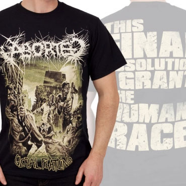 Aborted- Global Flatline on front, Quote on back on a black shirt (Sale price!)
