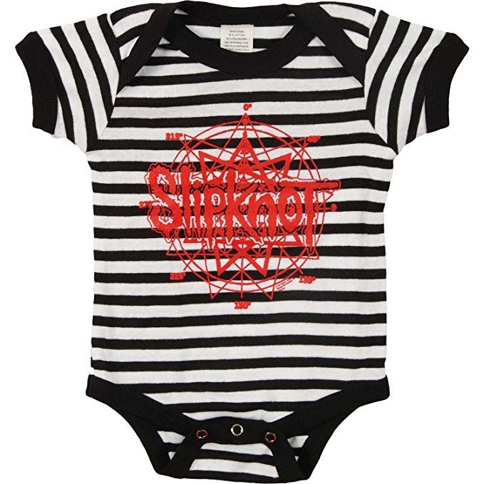 Slipknot Logo On A Black White Striped Onesie S 0 6 Mo M 6 12