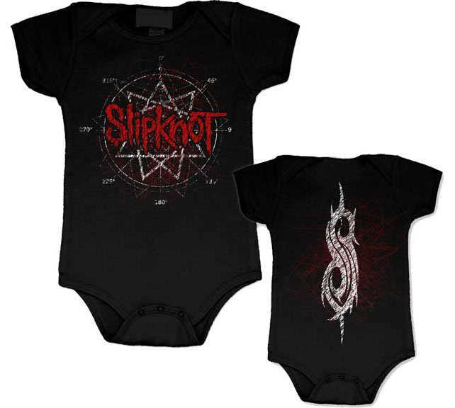 Slipknot- Logo on front, Symbol on back on a black onesie 