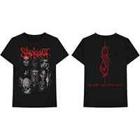 Slipknot- Red & Grey Band Pic on front, We Are Not Your Kind on back on back on a black shirt