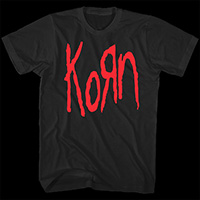 Korn- Red Logo on a black shirt