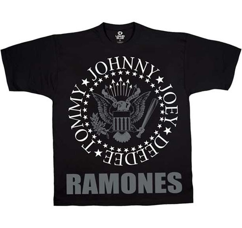 Ramones- Presidential Seal With Grey Logo Underneath (Large print) on a black shirt