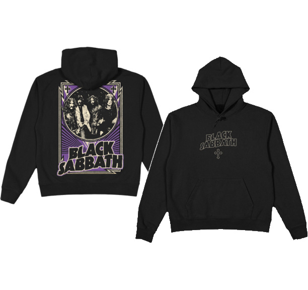 Black a hooded on black Logo sweatshirt on Band on front, back Sabbath-