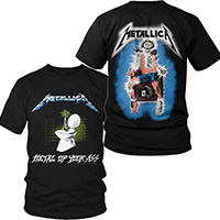 Metallica- Metal Up Your Ass on front, Electric Chair on back on a black shirt