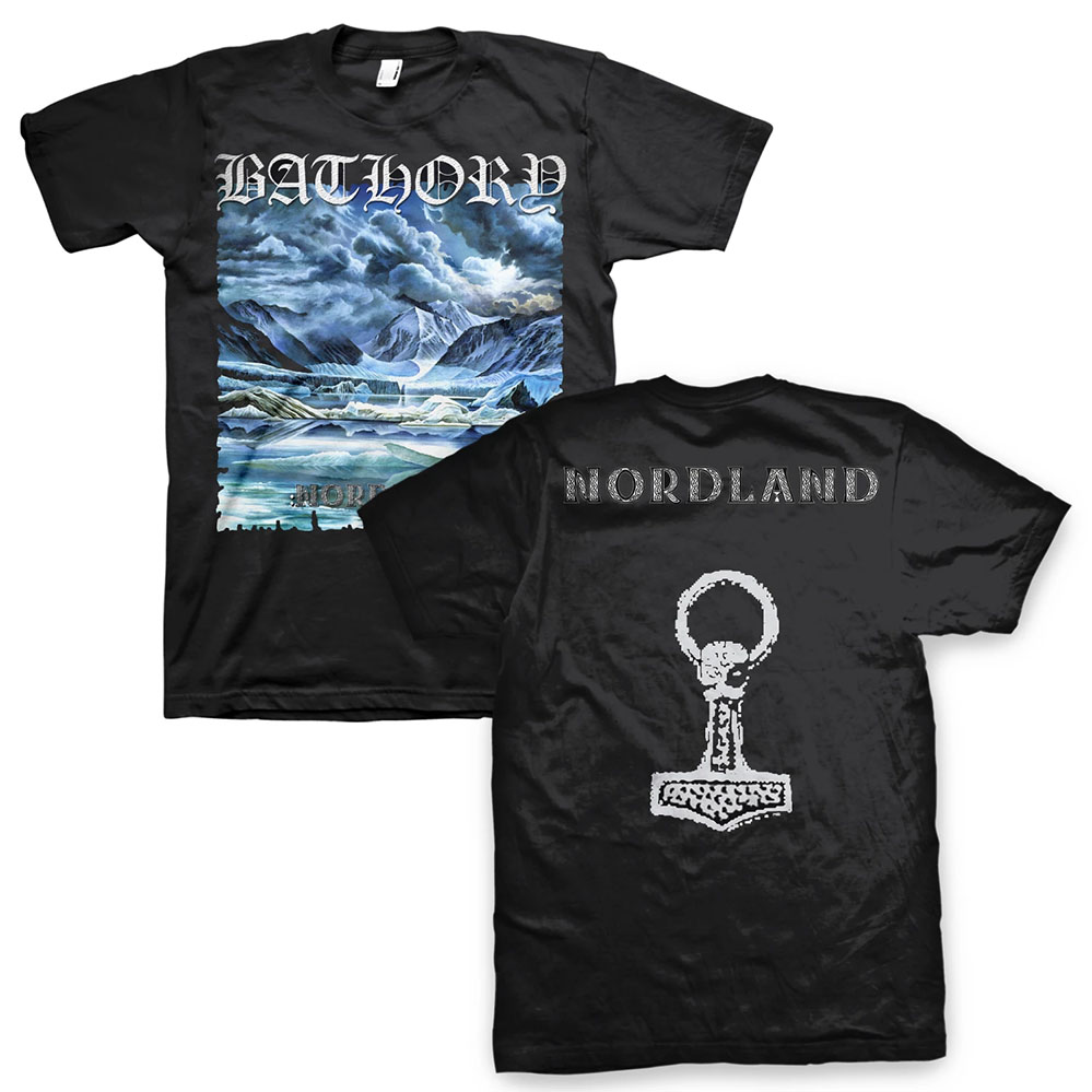 Bathory- Nordland on front & back on a black shirt