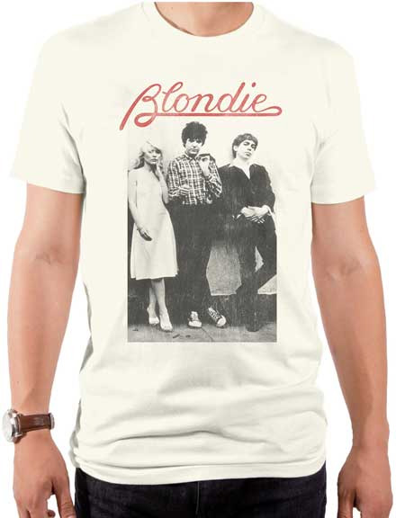 Blondie- Wallflowers on a natural ringspun cotton shirt by Goodie Two Sleeves