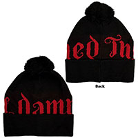 Damned- Logo on a black pom beanie