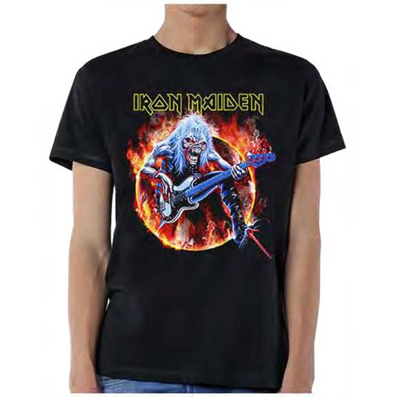 Iron Maiden- Eddie In Flaming Circle on a black shirt