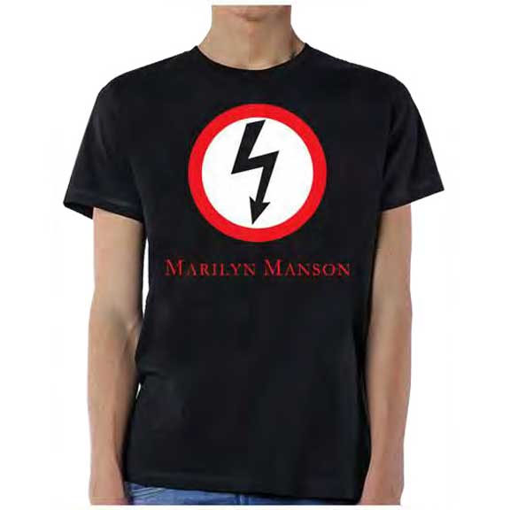 Marilyn Manson- Bolt Logo on a black ringspun cotton shirt