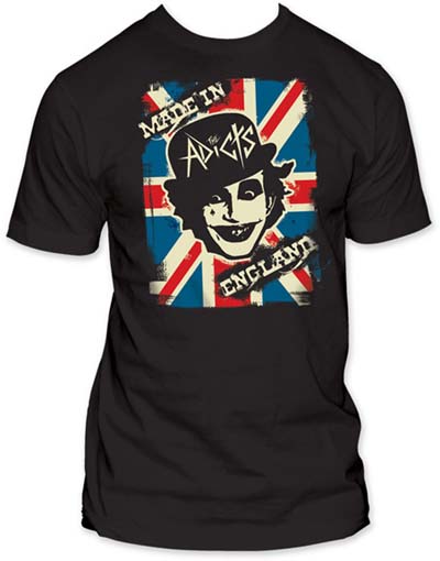 Adicts- Made In England on a black ringspun cotton shirt