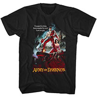 Army Of Darkness- Trapped In Time (Ash With Chainsaw) on a black shirt