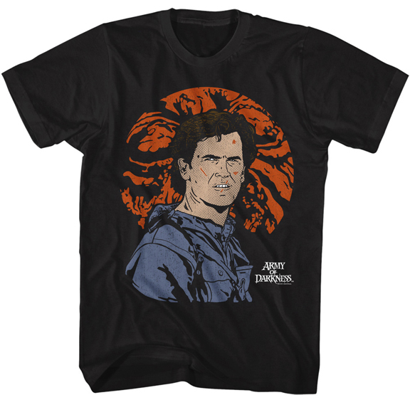 Army Of Darkness- Bad Moon on a black ringspun cotton shirt