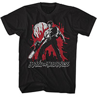 Army Of Darkness- Blood Splatter Ash Pic on a black shirt
