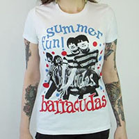 Barracudas- Summer Fun on a white girls fitted shirt (Sale price!)